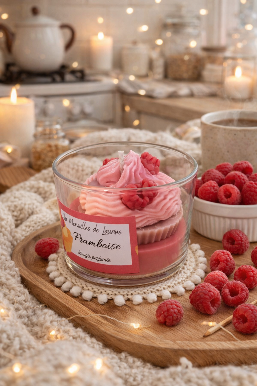 Bougie " Tarte framboise "