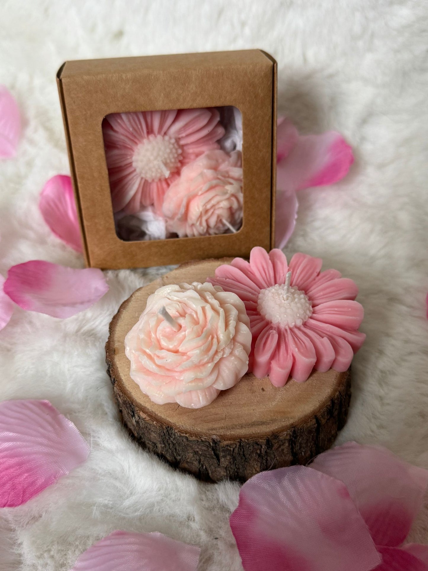 Coffret de bougie "Fleurs framboise"