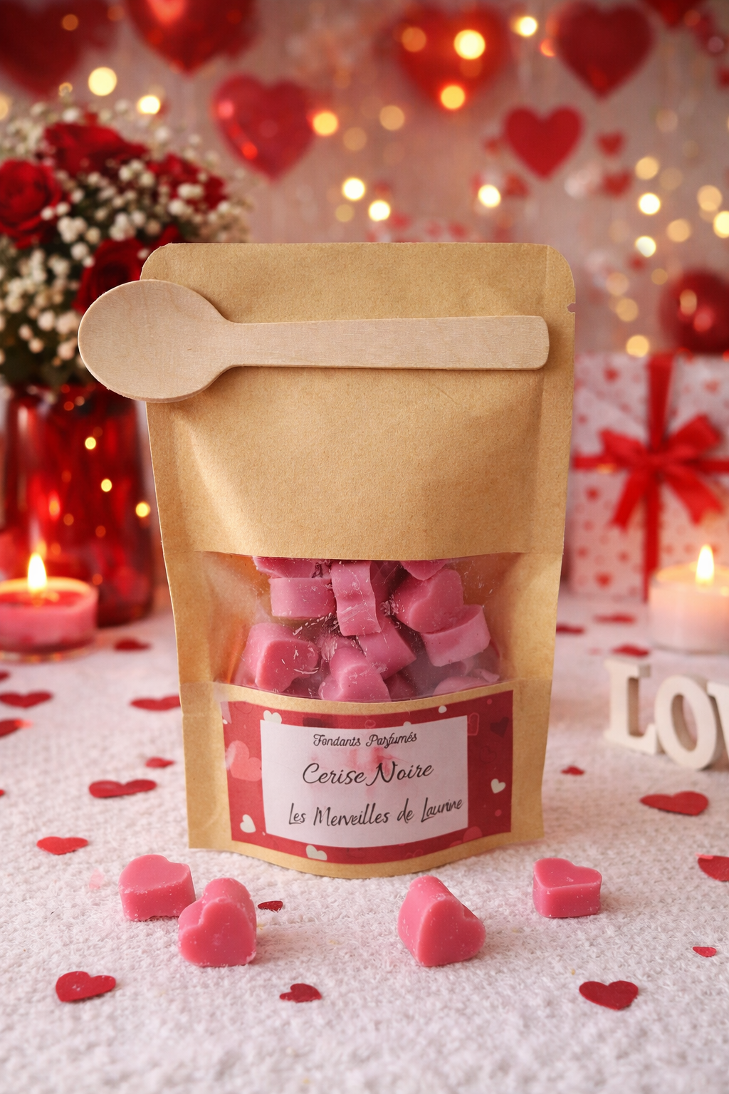 Sachet petits coeurs "Cerise Noire"