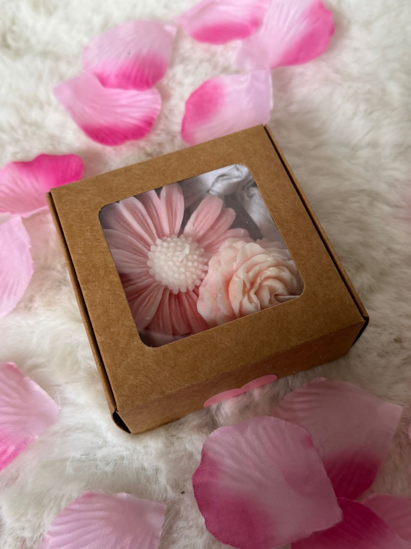 Coffret de bougie "Fleurs framboise"